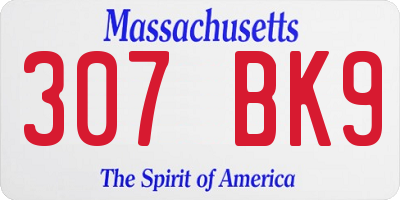 MA license plate 307BK9
