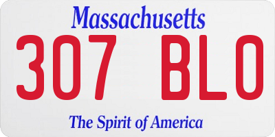 MA license plate 307BL0
