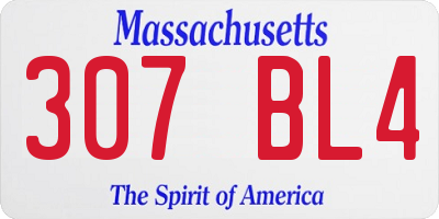 MA license plate 307BL4