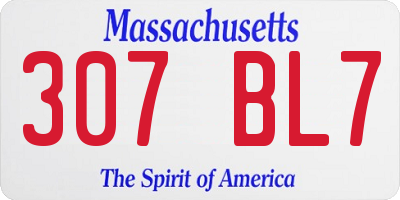 MA license plate 307BL7