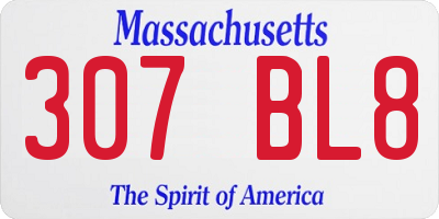 MA license plate 307BL8
