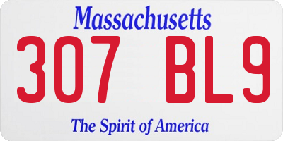MA license plate 307BL9