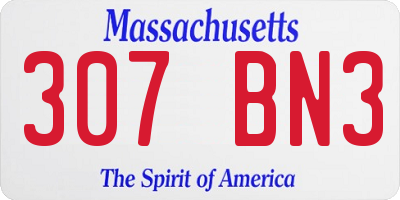 MA license plate 307BN3