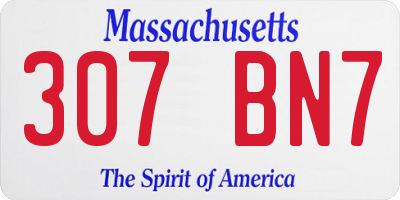 MA license plate 307BN7