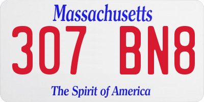 MA license plate 307BN8