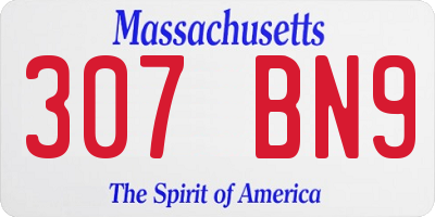 MA license plate 307BN9