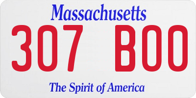 MA license plate 307BO0