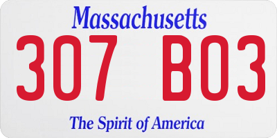 MA license plate 307BO3