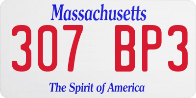 MA license plate 307BP3