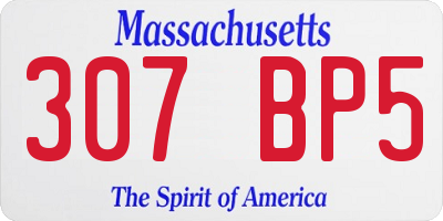 MA license plate 307BP5