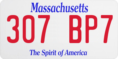 MA license plate 307BP7