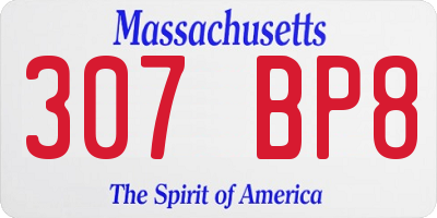 MA license plate 307BP8