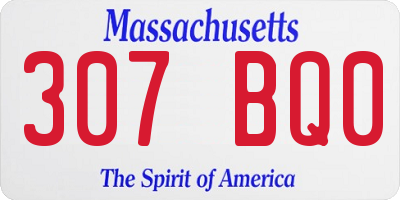 MA license plate 307BQ0