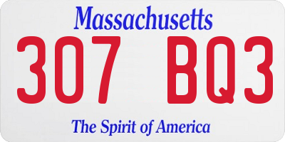 MA license plate 307BQ3