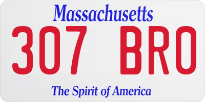 MA license plate 307BR0