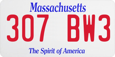 MA license plate 307BW3