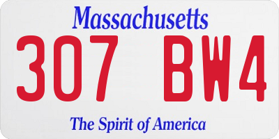 MA license plate 307BW4