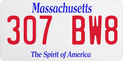 MA license plate 307BW8