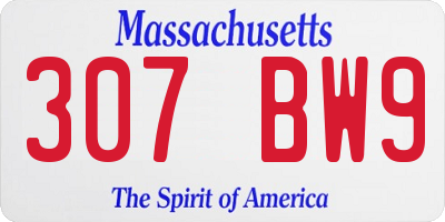 MA license plate 307BW9