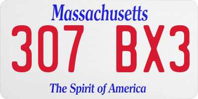 MA license plate 307BX3