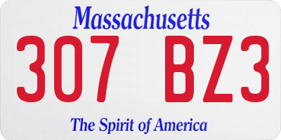 MA license plate 307BZ3