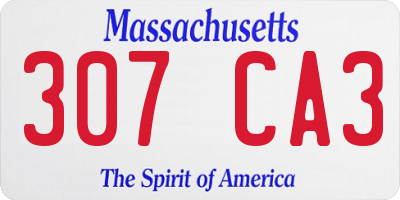 MA license plate 307CA3