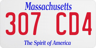 MA license plate 307CD4