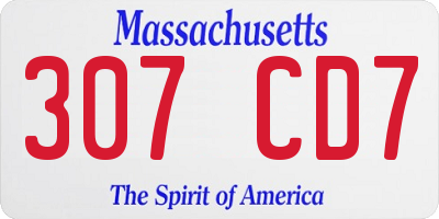 MA license plate 307CD7