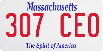 MA license plate 307CE0