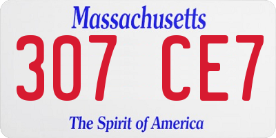 MA license plate 307CE7