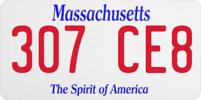 MA license plate 307CE8