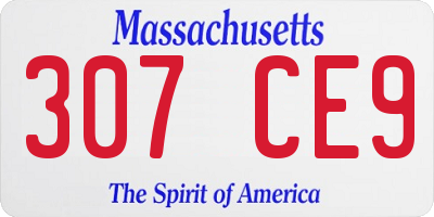 MA license plate 307CE9