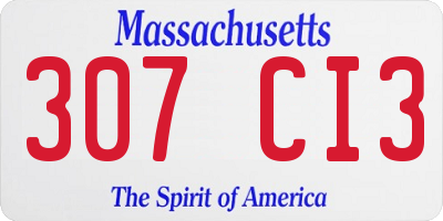 MA license plate 307CI3