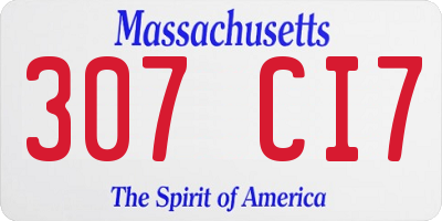 MA license plate 307CI7
