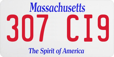 MA license plate 307CI9