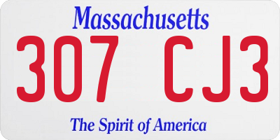 MA license plate 307CJ3