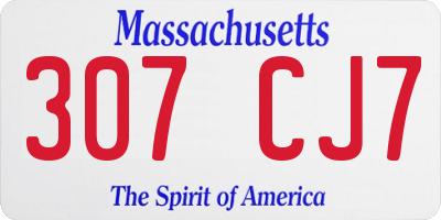 MA license plate 307CJ7