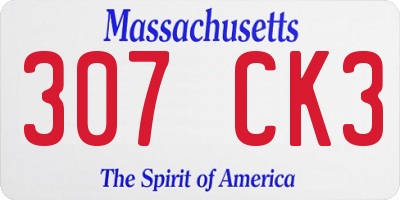 MA license plate 307CK3