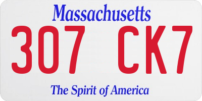 MA license plate 307CK7
