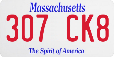 MA license plate 307CK8