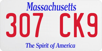 MA license plate 307CK9