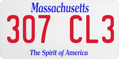 MA license plate 307CL3