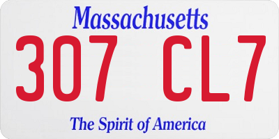 MA license plate 307CL7