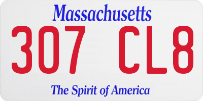 MA license plate 307CL8