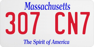 MA license plate 307CN7