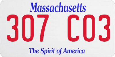 MA license plate 307CO3