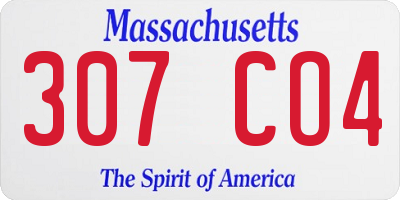 MA license plate 307CO4