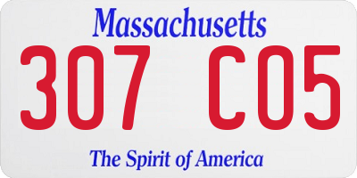 MA license plate 307CO5