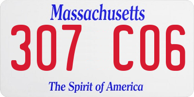MA license plate 307CO6