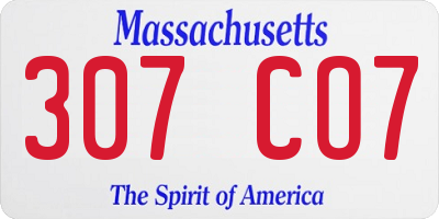 MA license plate 307CO7